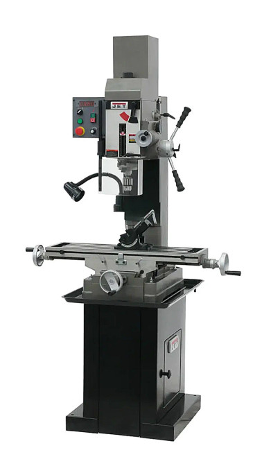 ET Tools JMD-45VSPFT Variable Speed Geared Head Square Column Mill/Drill W/Power Downfeed & Newall DP700 2-Axis DRO & X-Axis Powerfeed
